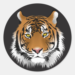Tiger Ansikte Illustrative Round Glossy Stickers Runt Klistermärke
