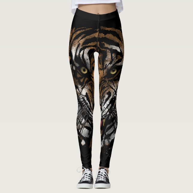 Tiger Ansikte Leggings (Framsida)