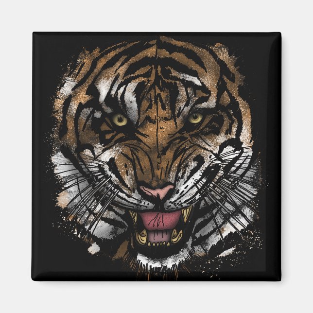 Tiger Ansikte Magnet (Framsidan)