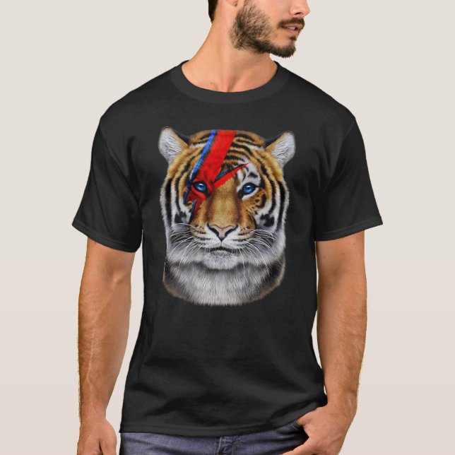 Tiger Ansikte målad med röd blixt Bult T Shirt (Framsida)