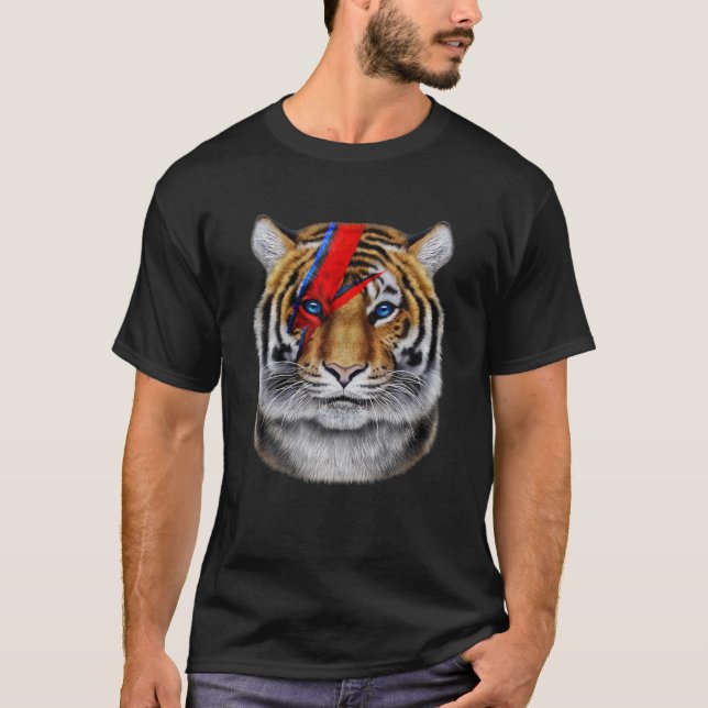 Tiger Ansikte målad med röd blixt Bult T Shirt (Framsida)