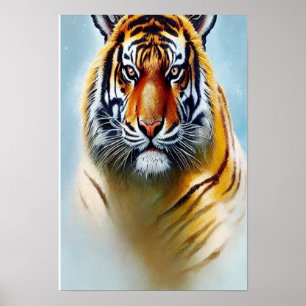 Tiger Ansikte-målning - Stridande teckning av vild Poster
