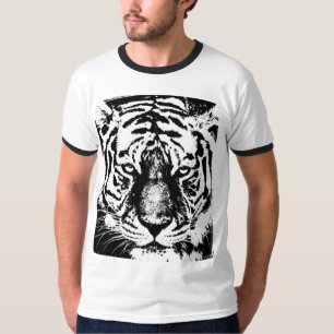 Tiger Ansikte Manar Basic Ringer Black & White T Shirt