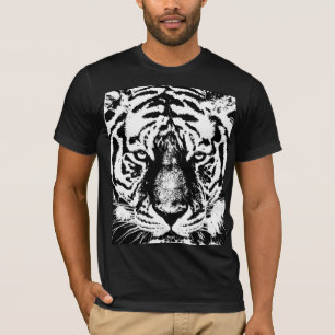 Tiger Ansikte Manar Bella Canvas Kortärmad Black T Shirt