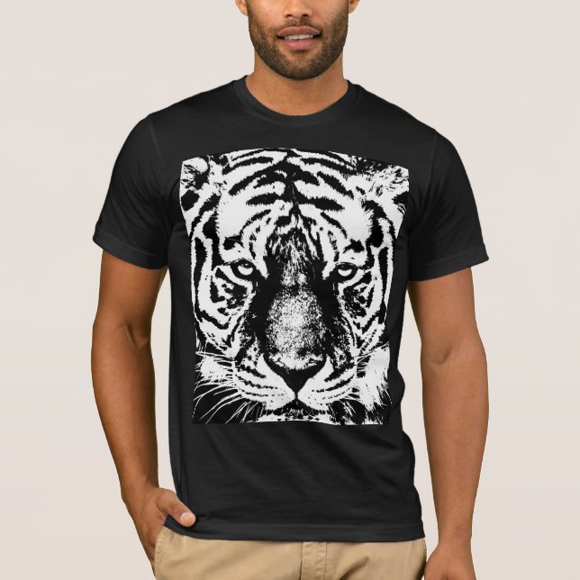 Tiger Ansikte Manar Bella Canvas Kortärmad Black T Shirt (Framsida)
