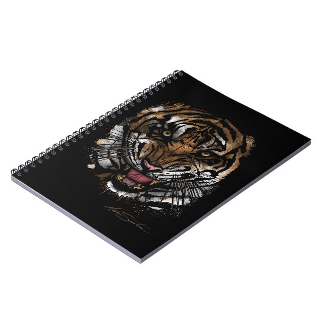 Tiger Ansikte (Namnteckning design) Anteckningsbok (Vänstra Sidan)