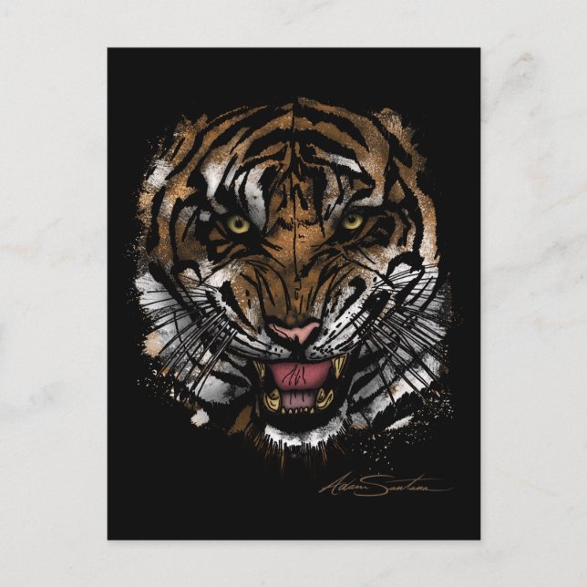 Tiger Ansikte (Namnteckning design) Vykort (Framsida)