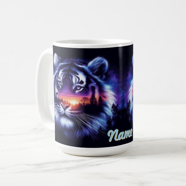 Tiger Ansikte och Scener Sunset Ligcape Kaffemugg (Framsida vänster)