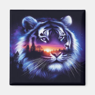 Tiger Ansikte och Scener Sunset Ligcape Magnet