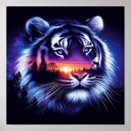 Tiger Ansikte och Scener Sunset Ligcape Poster