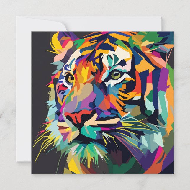 Tiger ansikte pop art tack kort (Framsida)