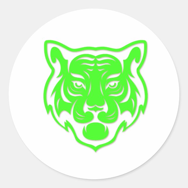 Tiger ansikte runt klistermärke (Framsida)