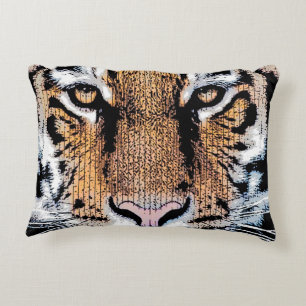 Tiger ansikte stare i Graphic Press Stil Prydnadskudde