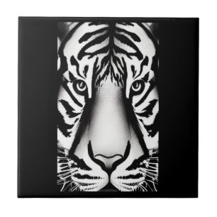 Tiger ansikte svartvit rand kakelplatta