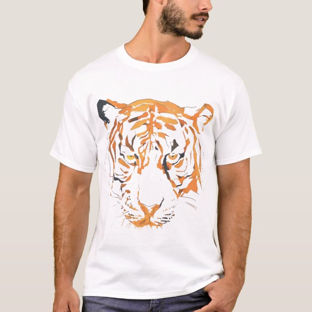 Tiger Ansikte T-Shirt - Fierce Vild Animal Graphic (Framsida)