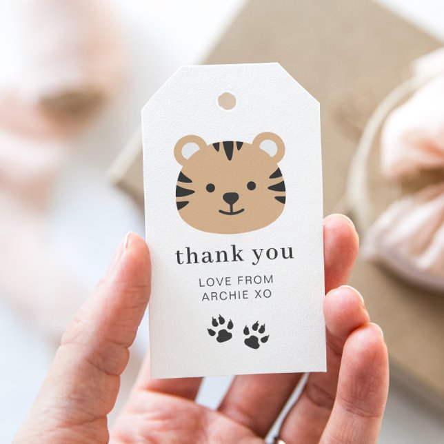 Tiger Ansikte - Tack Favoriter Presentetikett (Tiger Face Favor Gift Tags)