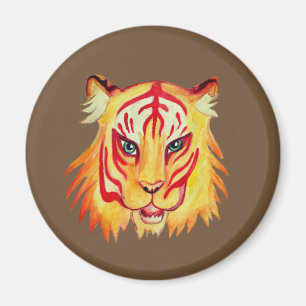Tiger Ansikte Teckning Standard, 5,7 cm Round Magn Magnet