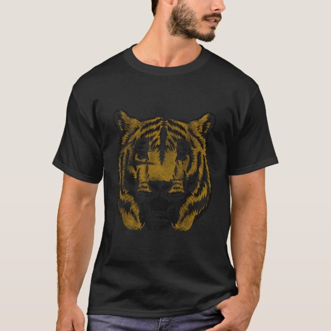 Tiger Ansikte Tiger Head Vild katt T Shirt (Framsida)