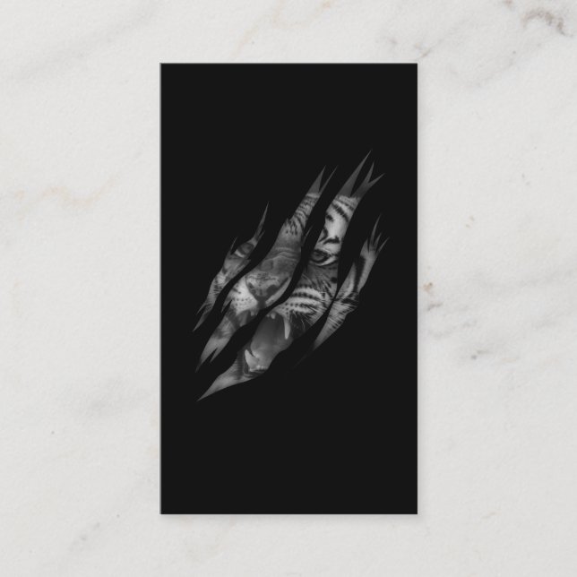 Tiger Ansikte Torn Klo Vild Safari Animal Visitkort (Framsida)