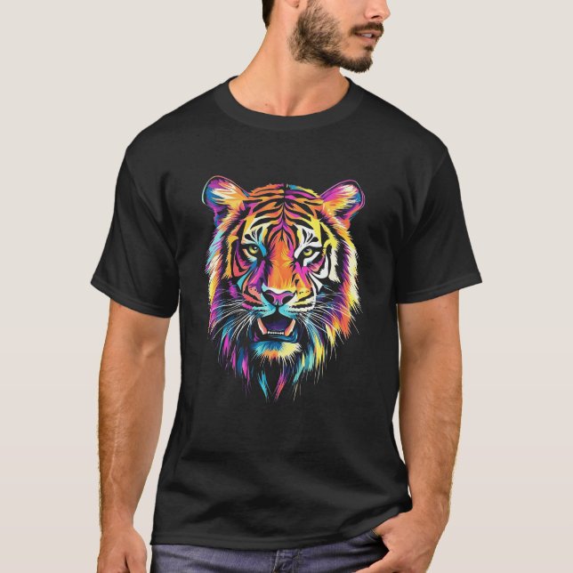 Tiger Ansikte Vild Djurfärgad tiggare för kvinnor T Shirt (Framsida)