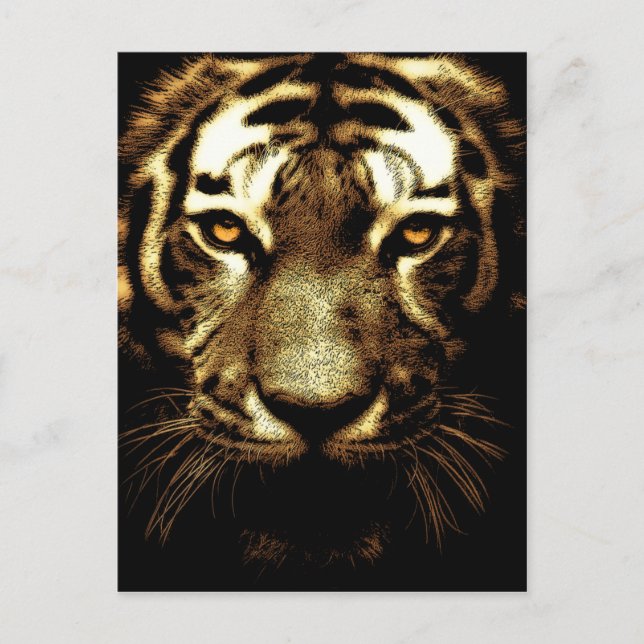 Tiger Ansikte Vild Djurfoto Lodrät vykort för djur (Framsida)