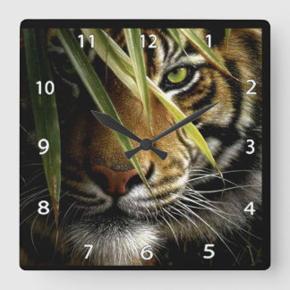 Tiger Ansikte Wildlife Clock Fyrkantig Klocka