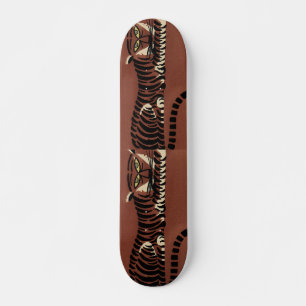 Tiger - Antiquarian, Colorful Bok Illustration Old School Skateboard Bräda 21,6 Cm