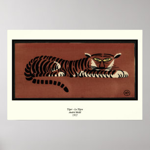 Tiger - Antiquarian, Colorful Bok Illustration Poster