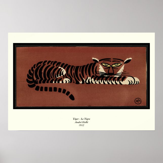 Tiger - Antiquarian, Colorful Bok Illustration Poster (Framsidan)