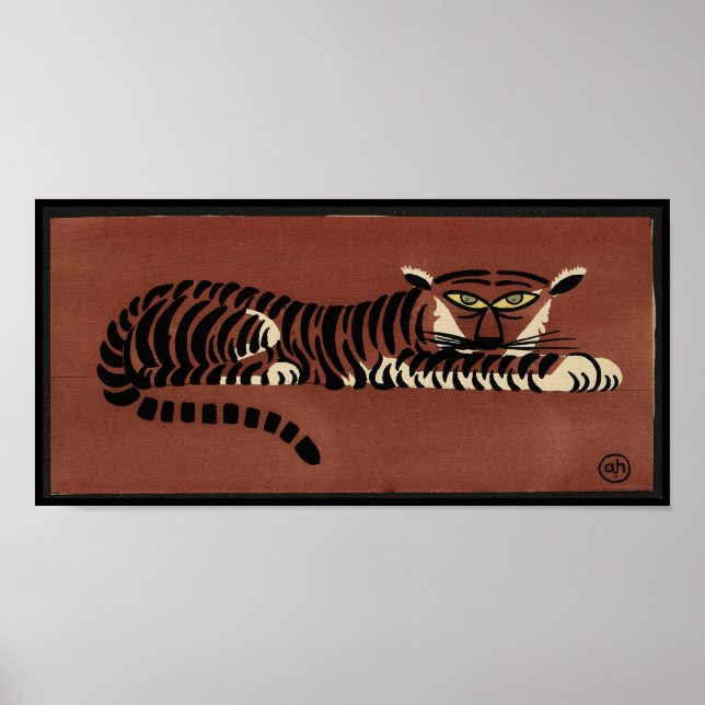 Tiger - Antiquarian, Colorful Bok Illustration Poster (Framsidan)