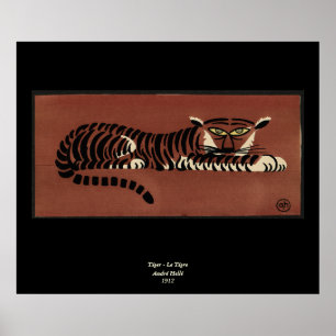 Tiger - Antiquarian, Colorful Bok Illustration Poster