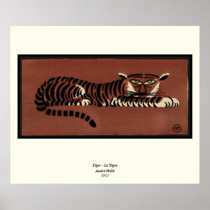 Tiger - Antiquarian, Colorful Bok Illustration Poster
