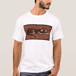 Tiger - Antiquarian, Colorful Bok Illustration T-shirt