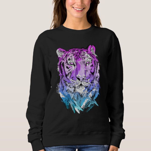 Tiger art animal lovers colourful animal t shirt (Framsida)