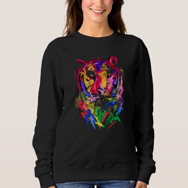 Tiger Art Animal Lovers Colourful Premium T Shirt (Framsida)