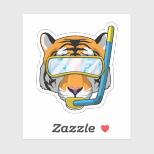 Tiger as Diver med Snorkel Klistermärken