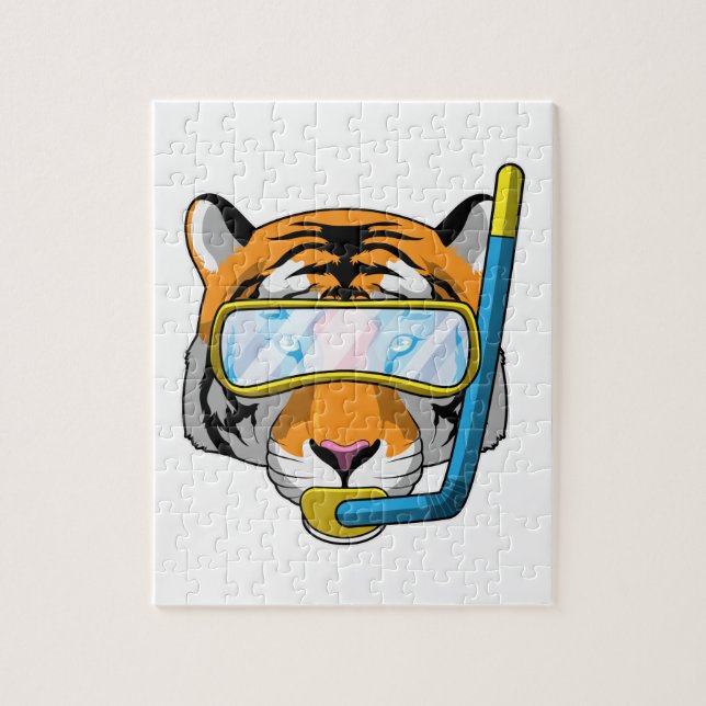 Tiger as Diver med Snorkel Pussel (Vertikal)