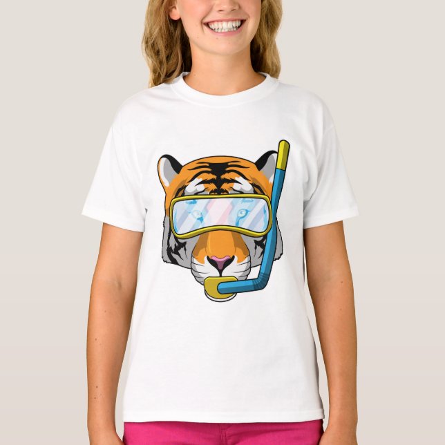 Tiger as Diver med Snorkel T Shirt (Framsida)