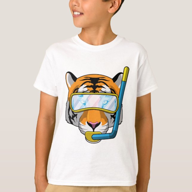 Tiger as Diver med Snorkel T Shirt (Framsida)