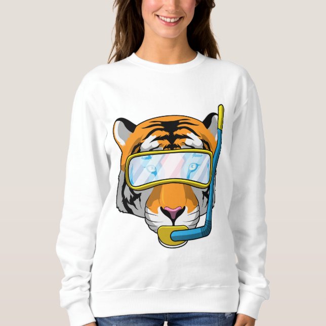 Tiger as Diver med Snorkel T Shirt (Framsida)
