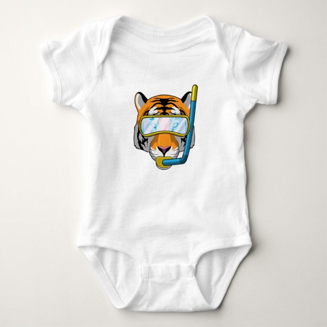 Tiger as Diver med Snorkel T Shirt (Framsida)