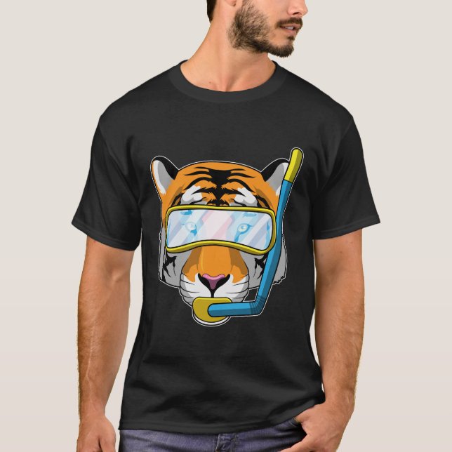 Tiger as Diver med Snorkel T Shirt (Framsida)