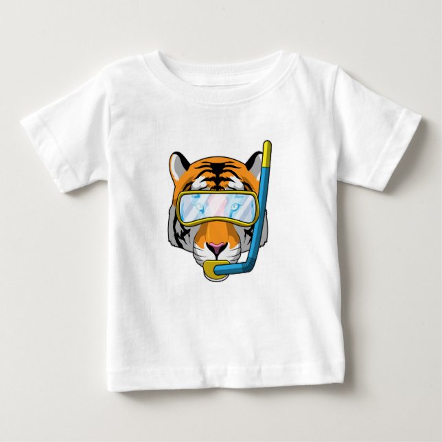 Tiger as Diver med Snorkel T Shirt (Framsida)