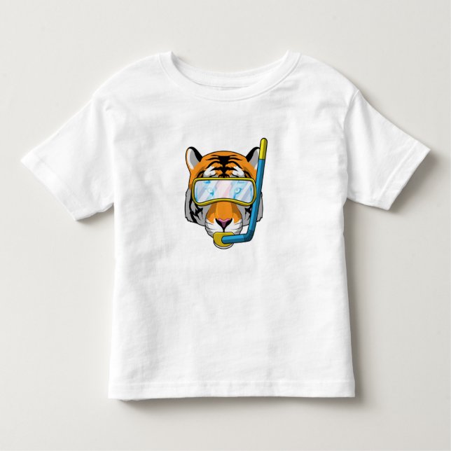 Tiger as Diver med Snorkel T Shirt (Framsida)