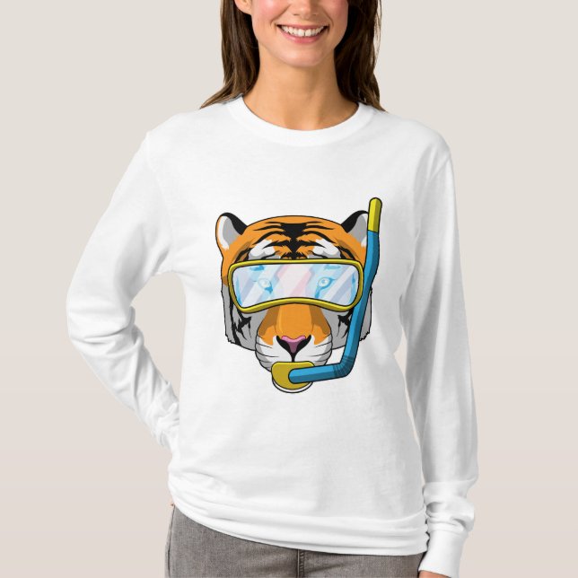 Tiger as Diver med Snorkel T Shirt (Framsida)