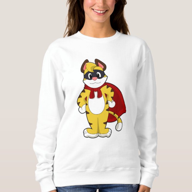 Tiger as Hero med mask och Kap T Shirt (Framsida)
