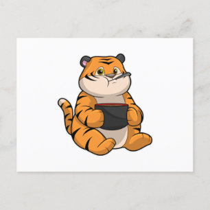 Tiger åtande med skål vykort
