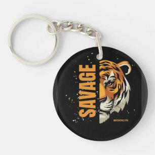 Tiger, attraktiv svart nyckelkedja
