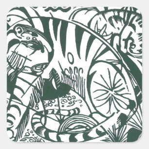 Tiger av Franz Marc, Vintage expressionism konst Fyrkantigt Klistermärke
