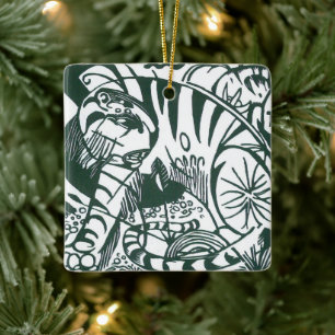Tiger av Franz Marc, Vintage expressionism konst Julgransprydnad Keramik